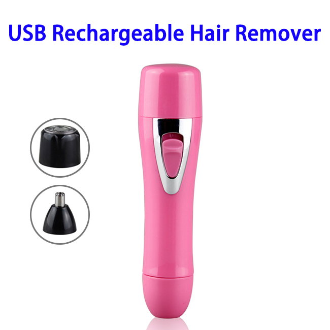 Portable Mini USB Rechargeable Stainless Steel Head Hair Remover (Red)