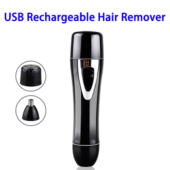 Portable Mini USB Rechargeable Stainless Steel Head Hair Remover (Black)