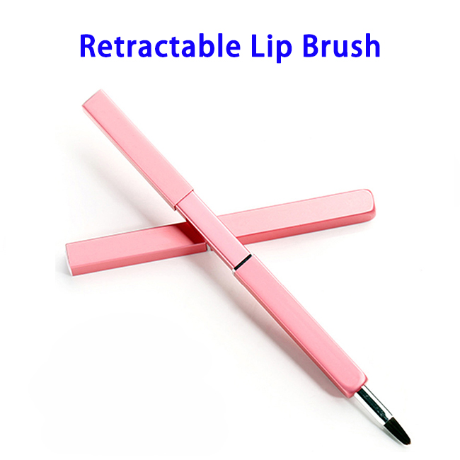 Professional Portable Synthetic Hair Retractable Lip Brush (Pink)