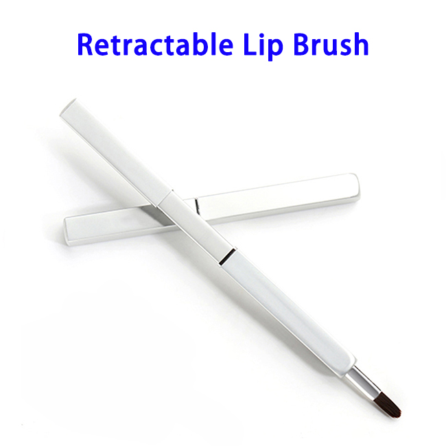 Professional Portable Synthetic Hair Retractable Lip Brush (Silver)