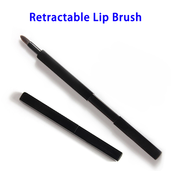 Professional Portable Synthetic Hair Retractable Lip Brush (Black)