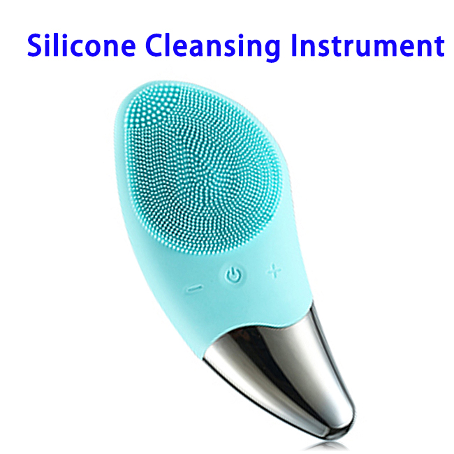 New Generation Sonic Silicone Electric Face Massage Facial Cleansing Brush (Green)