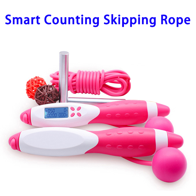 Smart Calorie Jump Counter Skipping Rope Cordless Jump Rope for Indoor Outdoor (Pink)