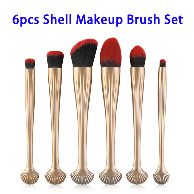 6pcs Nylon Hair Shell Makeup Brush Set (Color 1)