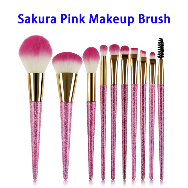 10pcs Sakura Pink Makeup Brush Set