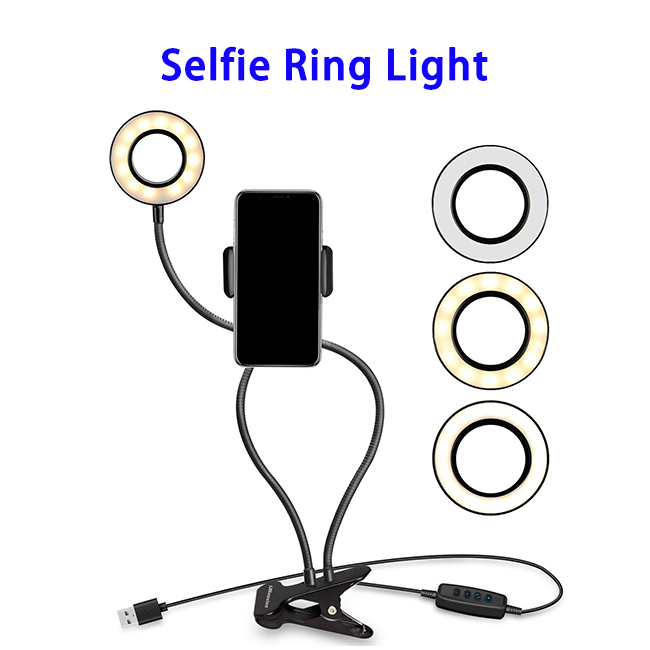 3 Modes LED Lighting Cell Phone Selfie Holder Stand for Live Stream
