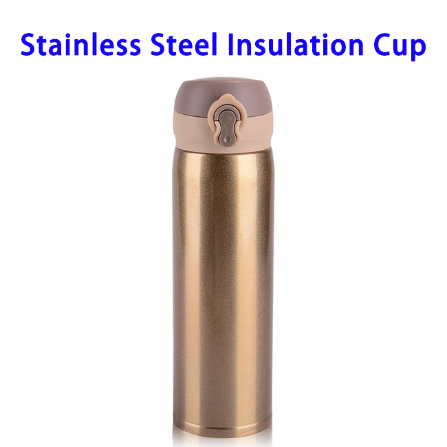 500ML Metal Stainless Steel Sports Water Bottle (Gold)