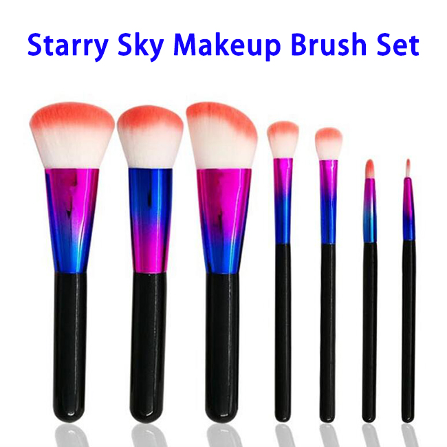 Private Lable 7pcs Makeup Brush Starry Sky Synthetic Hair Makeup Brushes Set 
