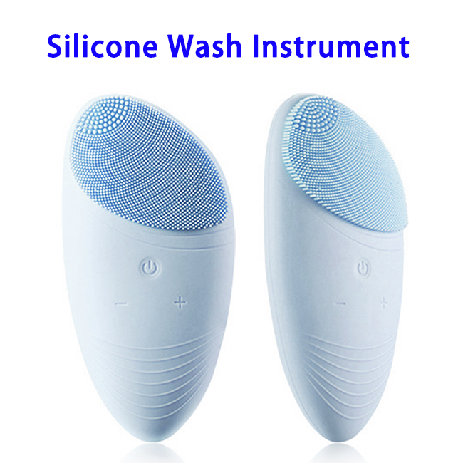 Electric Ultrasonic Silicone Facial Cleaning Massager (Blue)