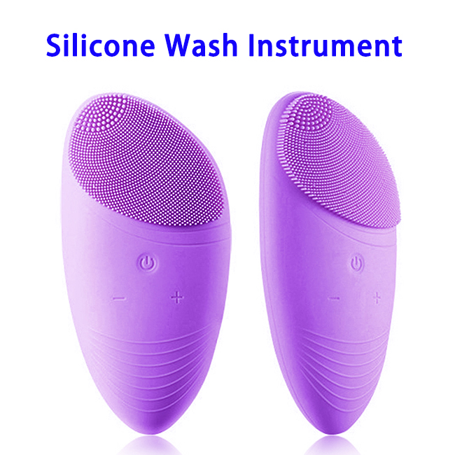 Electric Ultrasonic Silicone Facial Cleaning Massager (Purple)