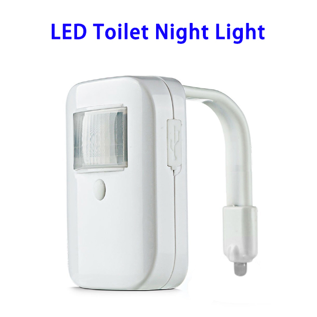 New Product 16-Colors Rotated Smart Motion-Activated USB Rechargeable LED Toilet Light
