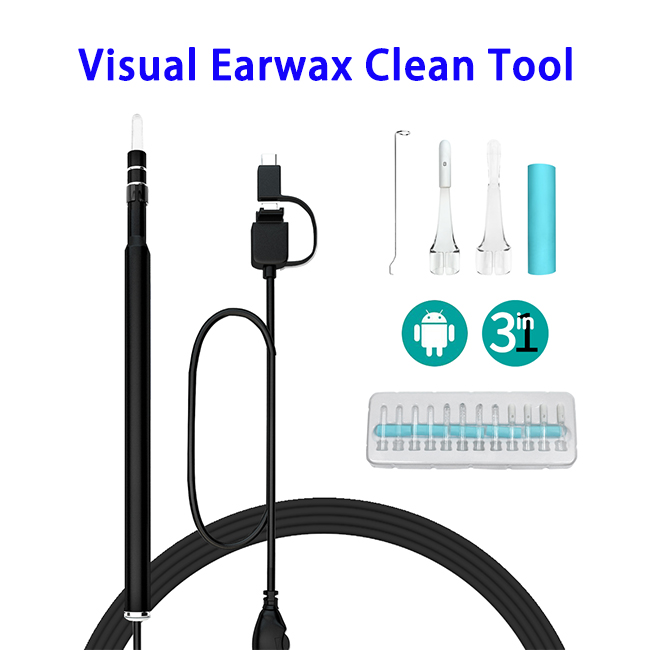 3 In 1 USB Ear Digital Endoscope Earwax Cleansing Tool with 6 LEDs (Black)