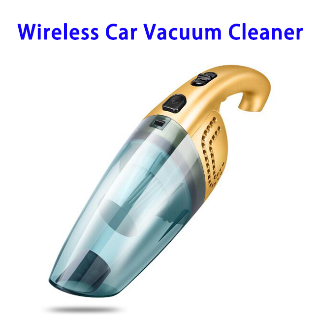 CE ROHS FCC Approved Portable USB Rechargeable Wireless Car Vacuum Cleaner (Gold)