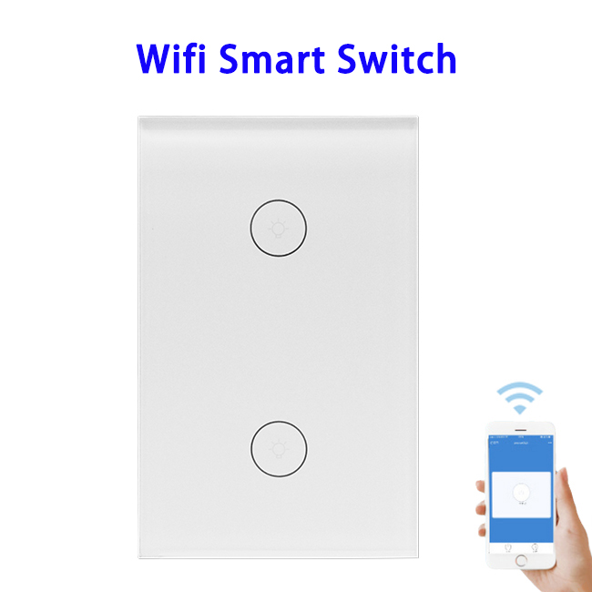 FCC ROHS Approved Wifi Smart Switch Compatible With Alexa and Google Home (Two Control)