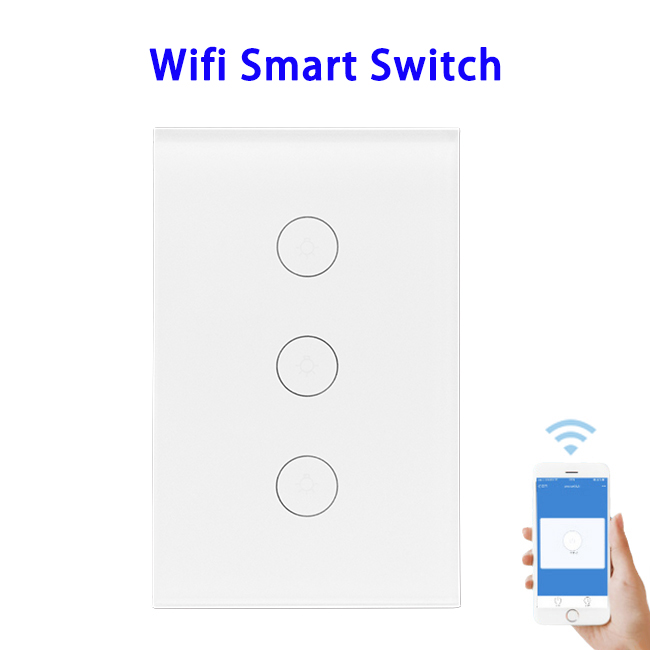 FCC ROHS Approved Wifi Smart Switch Compatible With Alexa and Google Home (There Control)