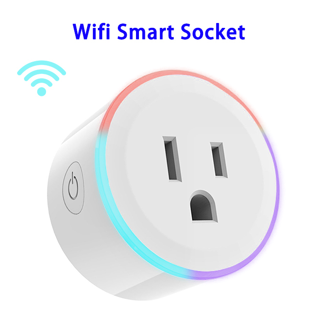 CE RoHS FCC ETL Approved Mini Smart Plug WiFi Socket with Changeable LED Light (US Plug)