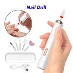 Electric Nail Drill for Nail Grind Trim Polish Rechargeable Portable Nail File Set Cordless Electric Manicure Pedicure Kit(White)