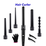 6 In 1 Curling Iron Wand Set LCD Display Hair Curler Wand Interchangeable Hair Curler