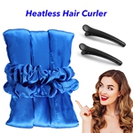 Soft Magic Curling Rod Headband Silk Curling Ribbon Wave Silk Heatless Hair Curler for Sleeping(Blue)