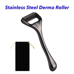 Stainless Steel Derma Face Roller Lift Up Decrease Puffiness Face Roller Nasolabial Fold Acupuncture Micro Derma Roller (Black)