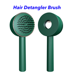Self Cleaning Hair Brush Wet or Dry Detangling Brushes for Men and Women 3D Air Cushion Massager Hair Comb (Green)