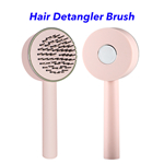 Self Cleaning Hair Brush Wet or Dry Detangling Brushes for Men and Women 3D Air Cushion Massager Hair Comb (Pink)
