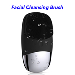 IPX7 Waterproof Face Brush USB Rechargeable Silicone Face Scrubber Facial Cleansing Brush (Black)