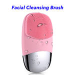 IPX7 Waterproof Face Brush USB Rechargeable Silicone Face Scrubber Facial Cleansing Brush (Pink)