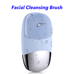 IPX7 Waterproof Face Brush USB Rechargeable Silicone Face Scrubber Facial Cleansing Brush (Blue)