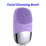 IPX7 Waterproof Face Brush USB Rechargeable Silicone Face Scrubber Facial Cleansing Brush (Purple)