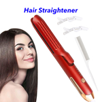 Professional 2 in 1 Curling Wand Flat Iron Hair Straightener with Cooling Air Vents (Red)
