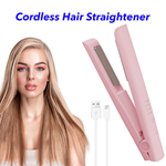 Cordless Flat Iron Professional Hair Straightener Wireless Hair Straightener and Curler(Pink)