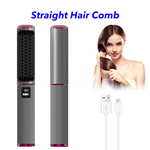 Wireless Professional Electric Brush Flat Iron Hot Hair Straightener Comb