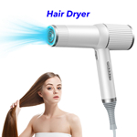 New Design T Shape High Speed 1300w Blow Dryer One-Touch Cooling Hair Dryer With Diffuser(White)