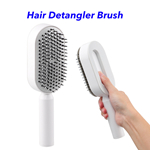 New Premium One-key 3D Air Cushion Massager Brush Self Cleaning Hair Scalp Comb Anti-Static Hairbrush (white)