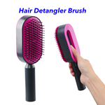 New Premium One-key 3D Air Cushion Massager Brush Self Cleaning Hair Scalp Comb Anti-Static Hairbrush (rose)
