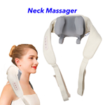 Wireless Electric Back Massager Kneading Massage Pillow Shiatsu Neck and Shoulder Massager with Heat (Beige)