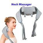 Wireless Electric Back Massager Kneading Massage Pillow Shiatsu Neck and Shoulder Massager with Heat (Blue Grey)