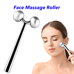 New Arrival Cool Sensation Zinc Alloy Face Roller Relieves Stress Tension And Tighten Skin Face Massage Roller (Silver)