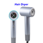 Professional Hair Styling 110000 RPM BLDC High Speed Ionic Hair Dryer with Display Screen (Silver)