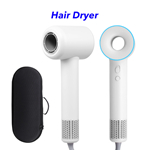 110000 RPM High-Speed Brushless Motor Negative Ionic Blow Dryer Hair Dryer with 3 Nozzles and 1 Diffuser (White)