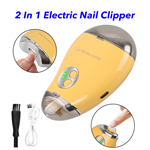 Rechargeable Electric Automatic Nail Clipper With 3-Speeds Levels And Nail Clip Storage(Yellow)