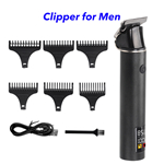 Professional Barber Electric Cordless Rechargeable Hair Clipper and Trimmer for Men(Black)