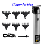 Professional Barber Electric Cordless Rechargeable Hair Clipper and Trimmer for Men(Grey)