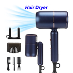 Foldable Hot Hair Dryer Lightweight New Hair Dryer Professional Hair Blow Dryer(Dark Blue)