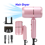 Foldable Hot Hair Dryer Lightweight New Hair Dryer Professional Hair Blow Dryer(Pink)