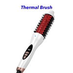 Portable Ionic PTC Heated Ceramic Brush Electric 9 Temperature Infrared Curling Iron Thermal Brush for Straightening (A)