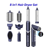New Launch 8 in 1 Hair Styler Professional Hair Dryer 110000rpm High Speed Blow Dryer Brush Ionic Multi Styler(Blue)