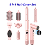 New Launch 8 in 1 Hair Styler Professional Hair Dryer 110000rpm High Speed Blow Dryer Brush Ionic Multi Styler(Pink)