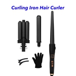 Professional Curling Iron Set 3 In 1 Hair Curler Ceramic Interchangeable Triple Barrel Curling Wand Set